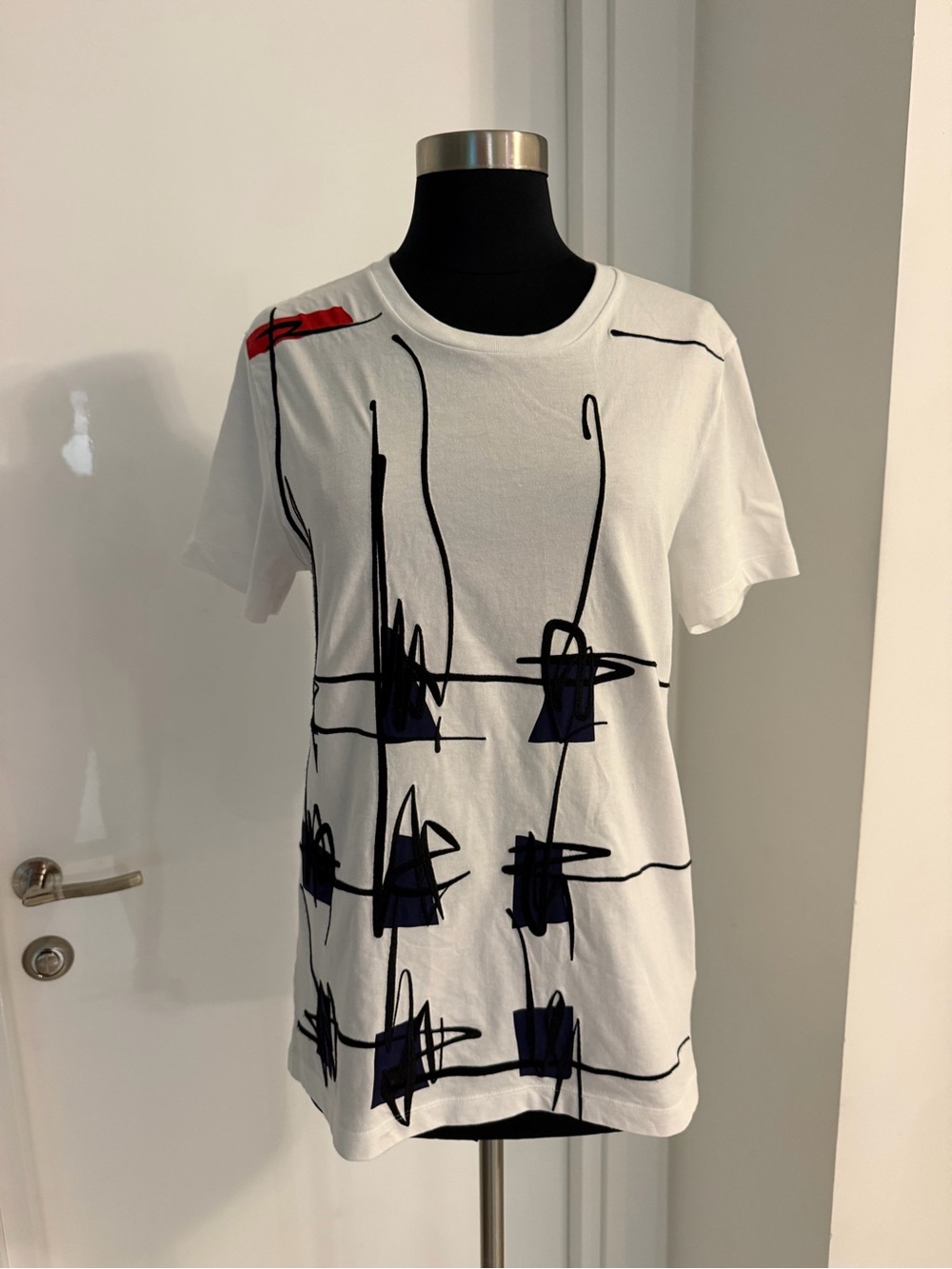 Burberry White T-Shirt with Black Logo Print